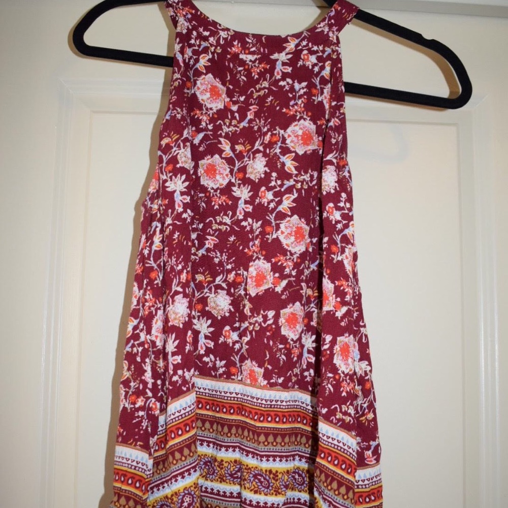 Floral High Neck Flow Tank